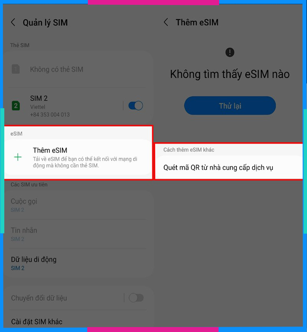 Esim Android Bước 3 Bước 4